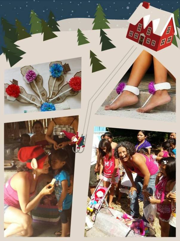 Yara llevando juguetes por navidad